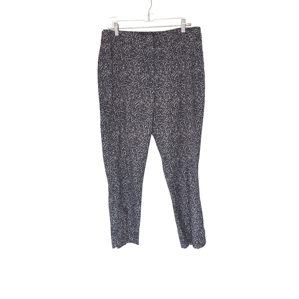 Nic+Zoe Wonderstretch Ankle Pants Navy Abstract Mosaic Print Office Work Size 14